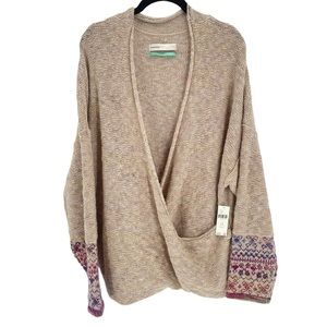 NWT Anthro Pilcro Deep V Faux Wrap Plus Size Sweater